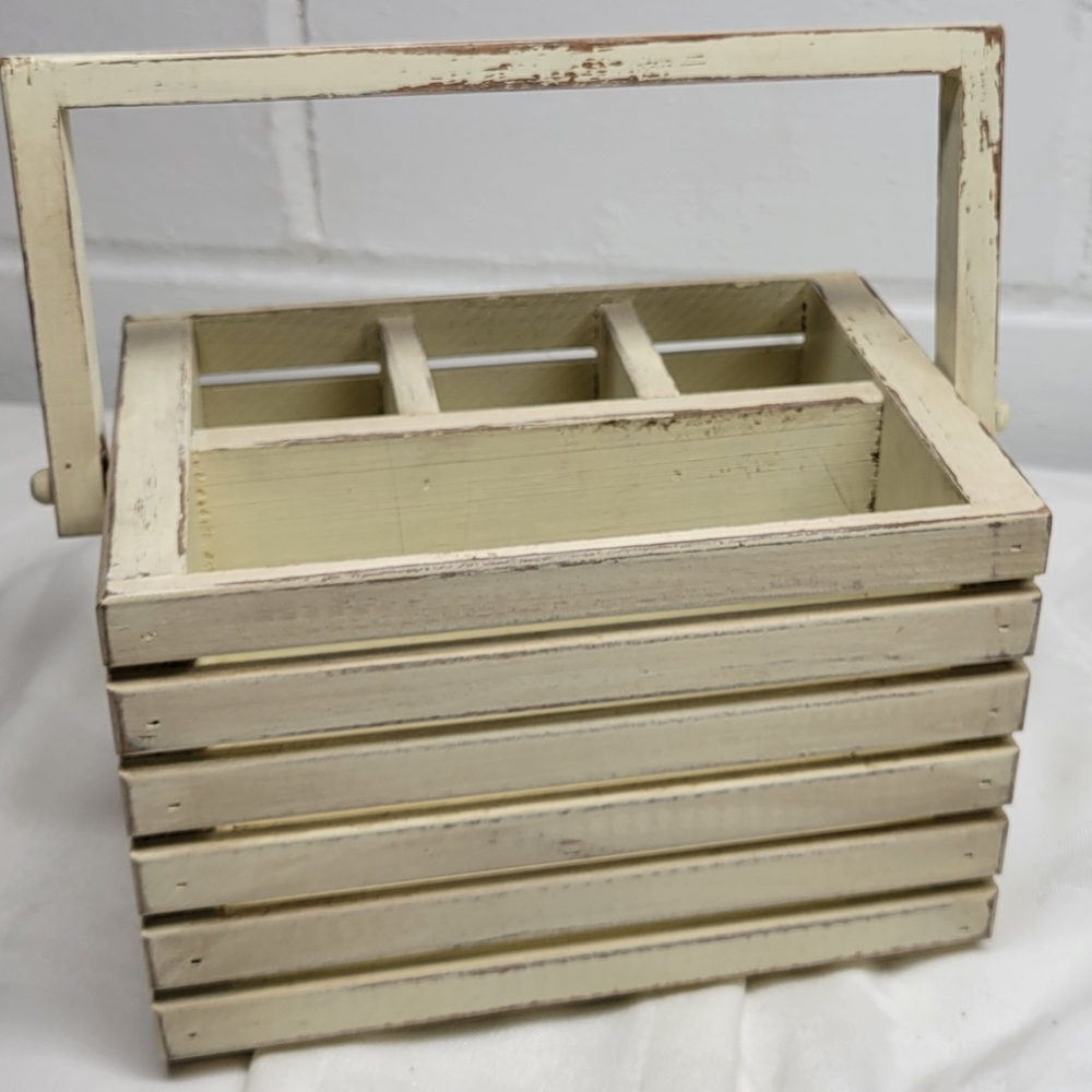 Rustic Cream Wooden Caddy